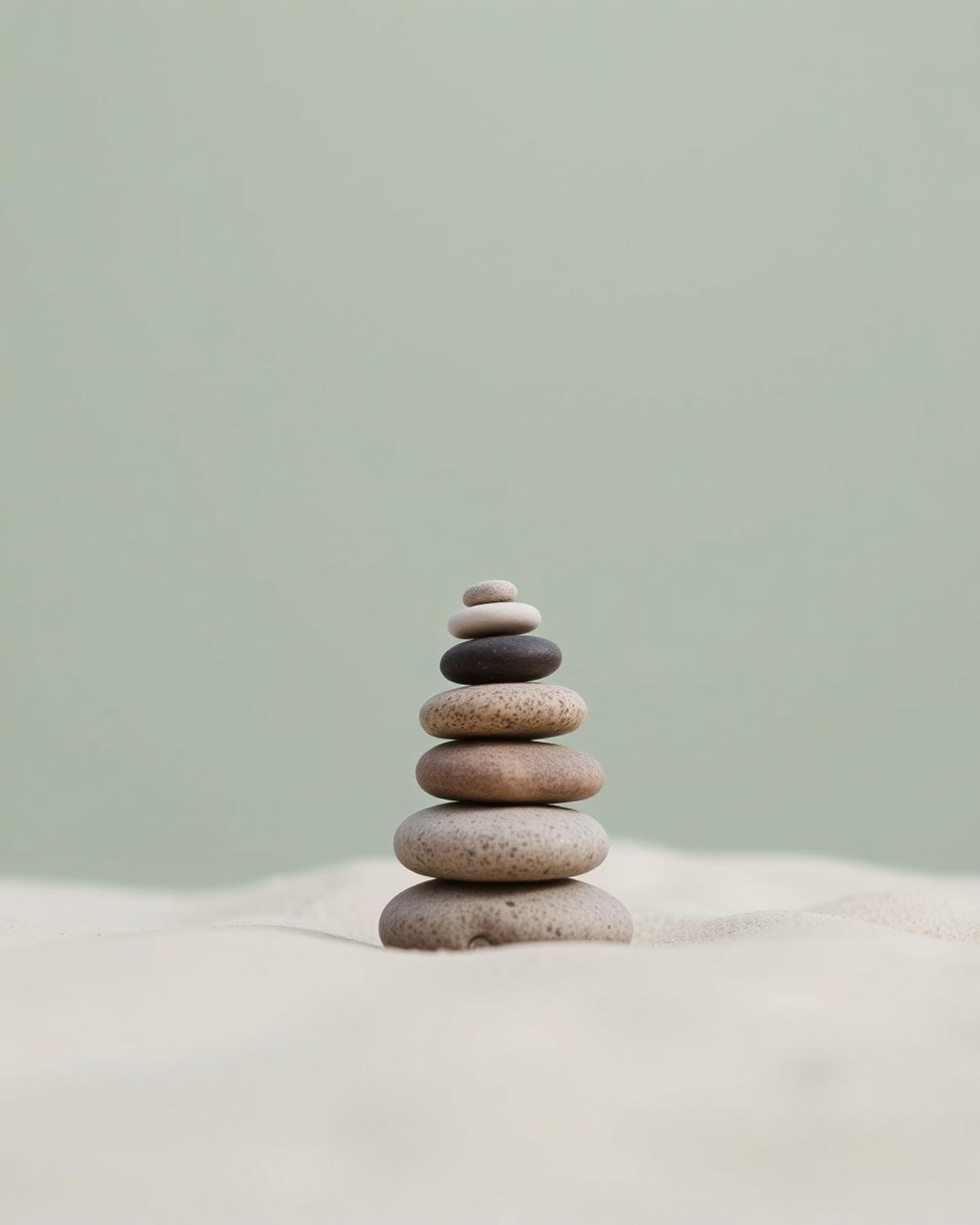 Balanced stones representing mind, body, soul, spirit